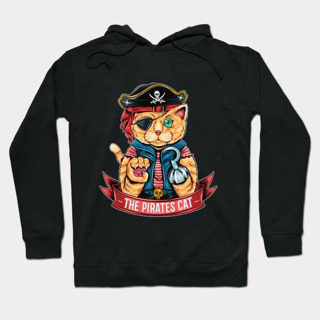 Pirates cat Hoodie by Metaart